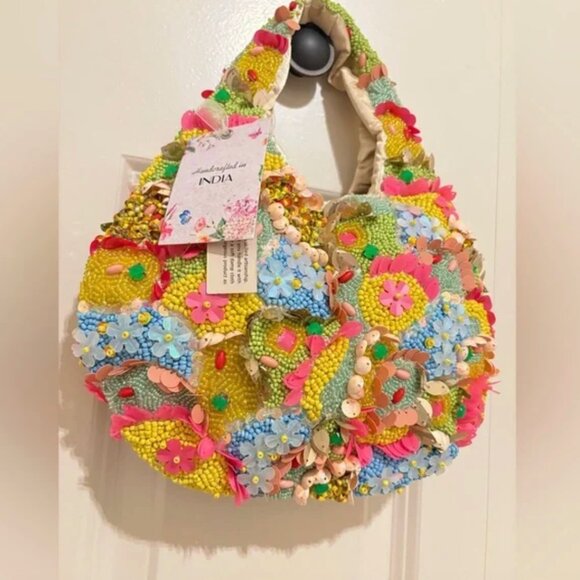 Handcrafted in India Neon Colorful Beaded Bag RARE NEW RELEASE Tik Tok Viral NWT - Picture 2 of 6